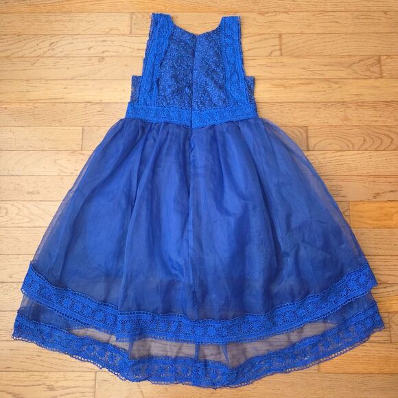 Trish Scully Child Delphine Dress Party Formal Gown Girls Sz 7 Royal Blue Hi-Lo - Picture 4 of 8